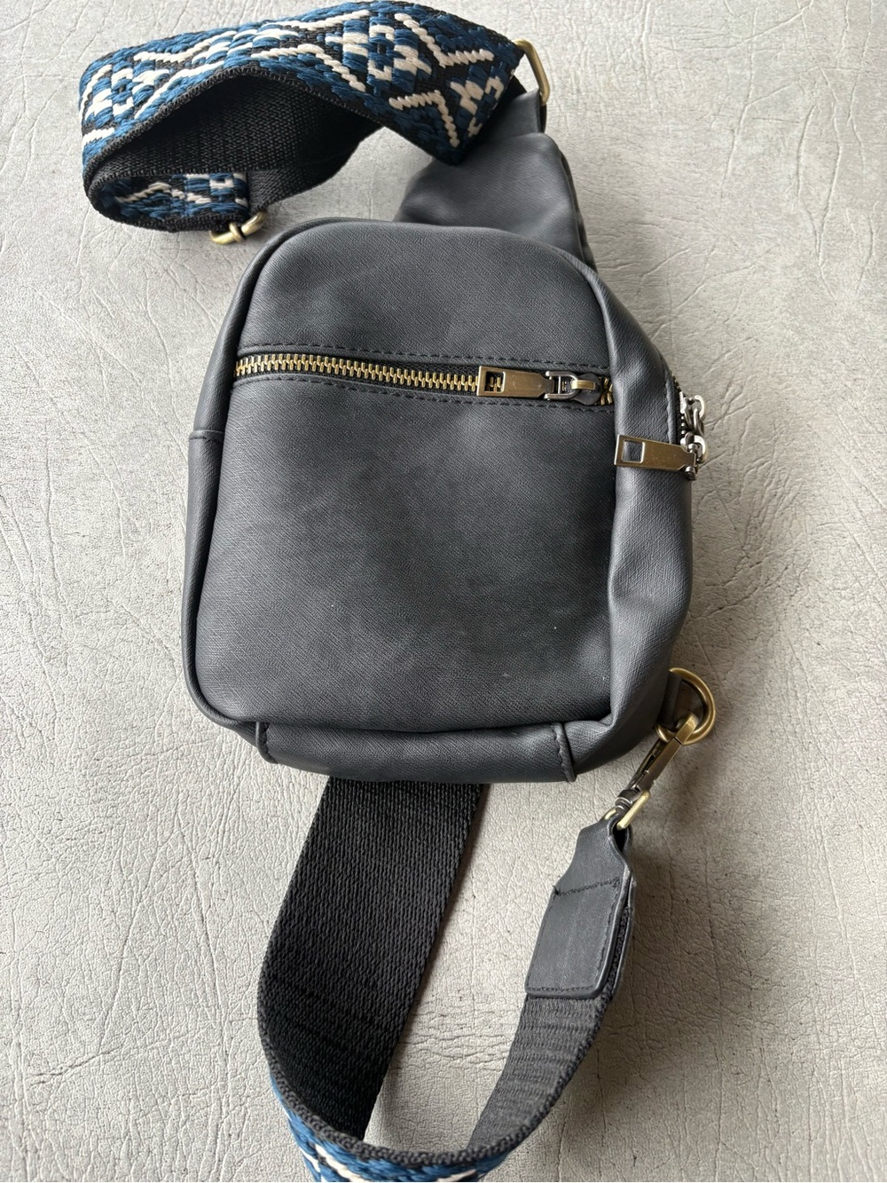 Ladies Black Leather Sling Crossbody Bag - Everyday Carry